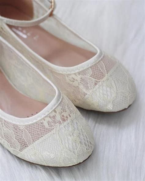 Ivory New Lace Ballet Flats With Ankle Strap Lace Ballet Flats