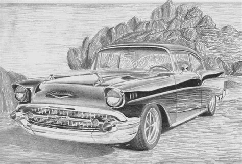 1957 Chevrolet Bel Air Classic Car Art Print Mixed Media By Stephen