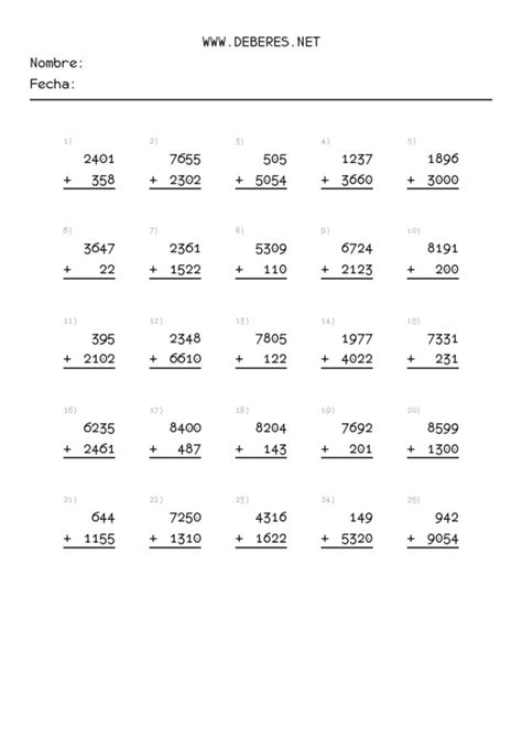 Sumas Sin Llevar Para Imprimir Fichas De Sumas Para Imprimir