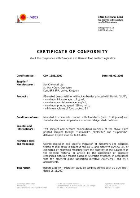 Certificate Of Conformity Sample