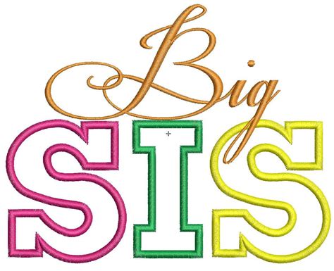Big Sis Applique Machine Embroidery Design Big Sis Applique Etsy