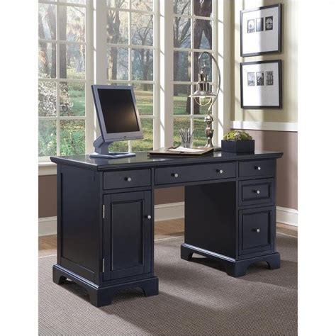 Bowery Hill Home Office Pedestal Computer Desk With Keyboard Tray And