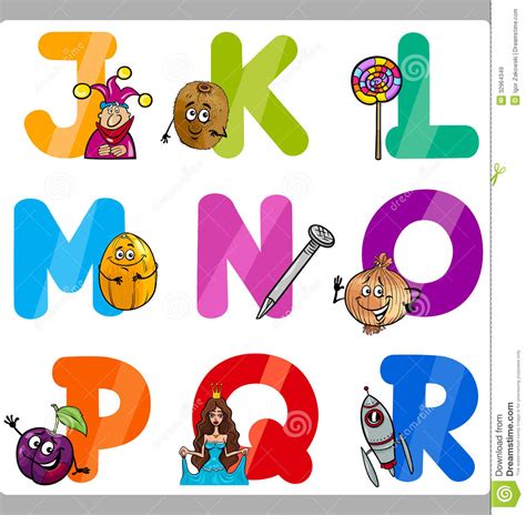 Education Cartoon Alphabet Letters For Kids Stock Vector