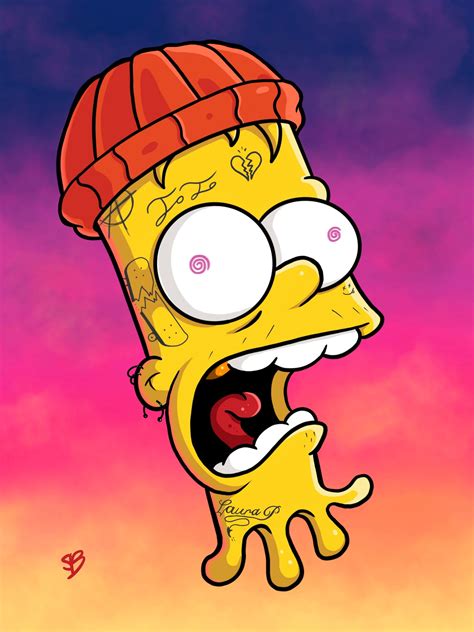 Bart Simpson Print A4 A3 Trippy Art The Simpsons Print Etsy