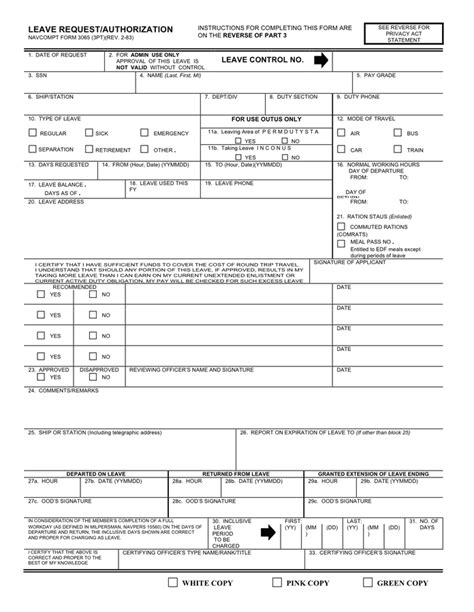Army Leave Requestauthorization Form In Word And Pdf Formats
