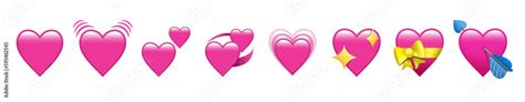 Pink Hearts Emojis Love Hearts Emoji Isolated Vector Illustration