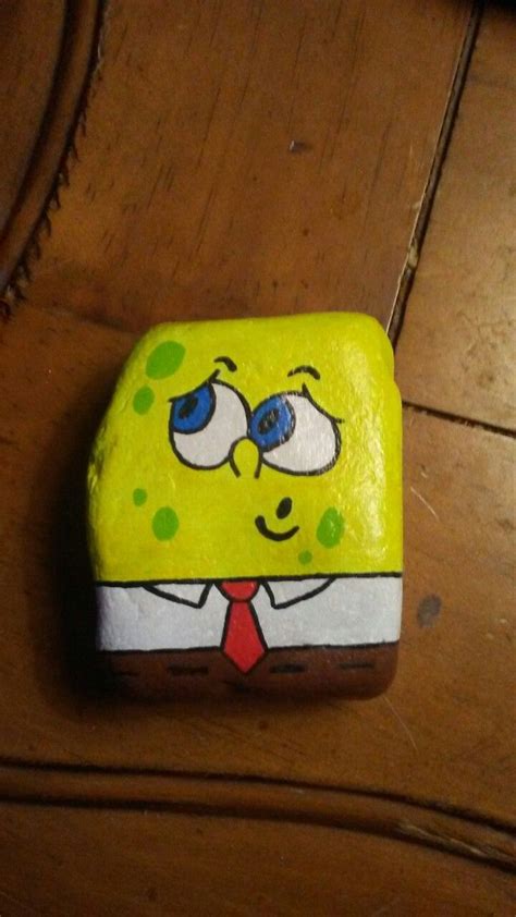 Glow In The Dark Spongebob Painted Rock Hand Painted Stones