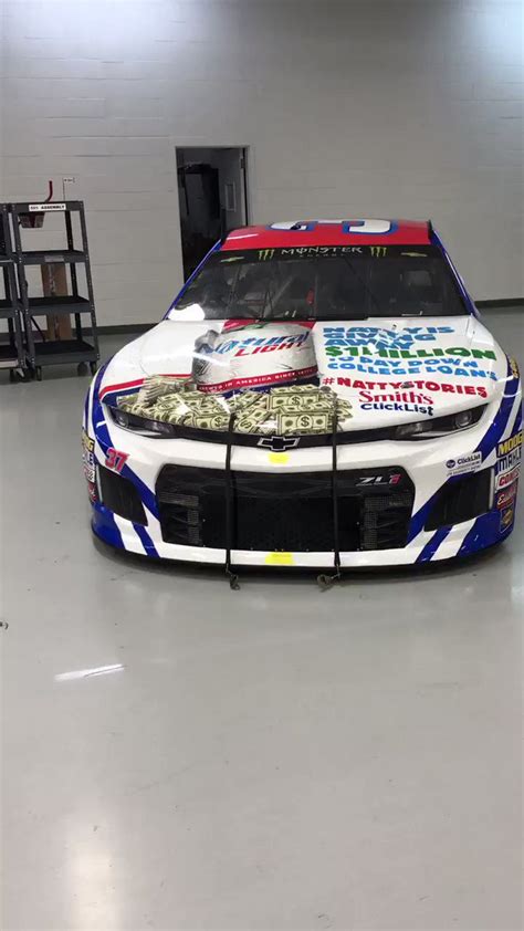 With the windows rolled up turn on th. Natty Light x Barstool Sports back on Chris Buescher's car ...