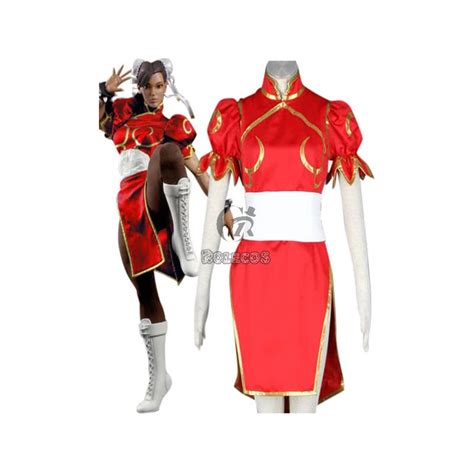 Street Fighter Chun Li 4th Version Red Cosplay Costume