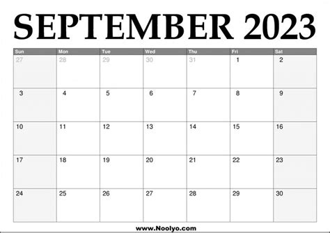 2023 September Calendar Printable