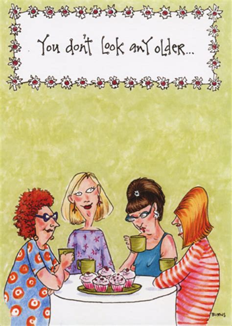 Women At Table Of Cupcakes Funny Birthday Card By