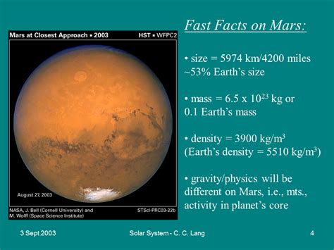 Physical Features On Mars Presentation Astronomy