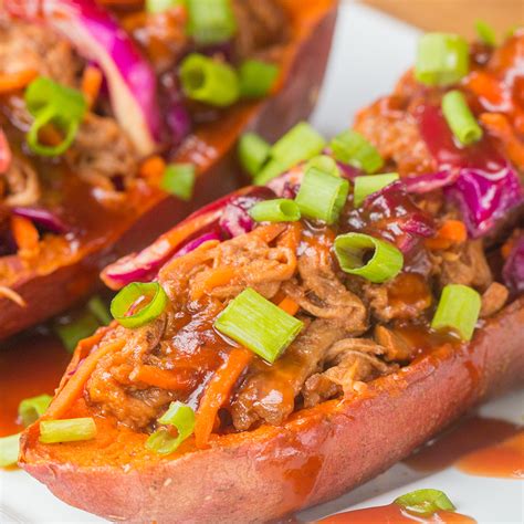 Pulled Pork Stuffed Sweet Potatoes Recipe By Maklano