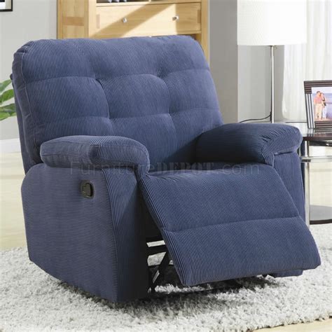Modern recliners | leather recliner chairs. Blue Corduroy Fabric Modern Rocker Recliner Chair w/Pillow ...