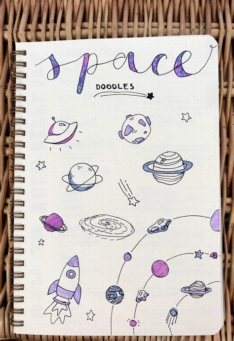 Cute Space Doodles 🪐 Bullet Journal Design Ideas Bullet Journal