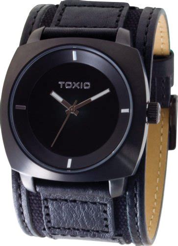 Mens Black Wide Leather Cuff Fashion Watches By Toxic Txl 30046 P Rl