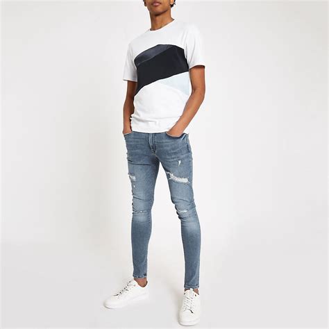 Blue ripped spray on skinny fit jeans | Distressed skinny jeans, Skinny fit, Skinny denim