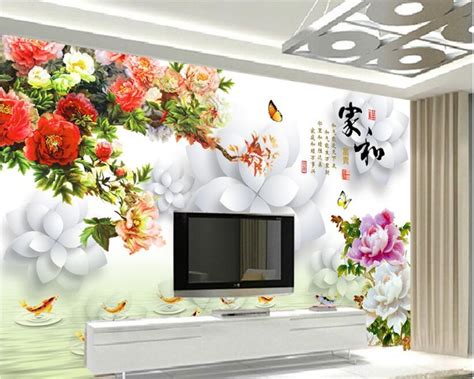 Beibehang Home And Rich Peony Nine Fish Figure 3d Aesthetic Fashion