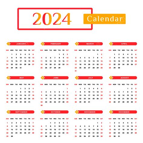 Calendario Anual Con Estilo Geom Trico Nico Rojo Y Amarillo