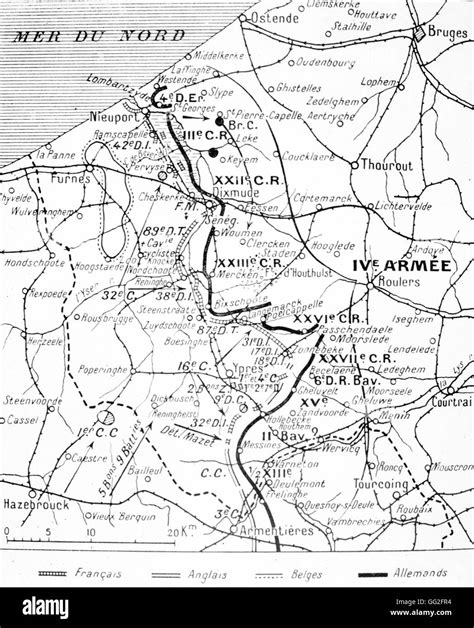 First World War Map Of The Front Line At Flanders 1st November 1914