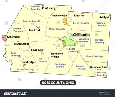 Highland County Ohio Colored Map Detailed のベクター画像素材（ロイヤリティフリー） 1386968753
