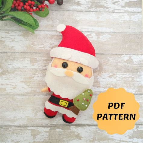 Felt Santa Ornament Pattern Christmas Pattern Felt Santa Claus Pdf