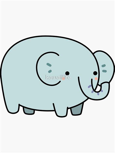 Kawaii Elephant Sticker By Kawaiilife Redbubble