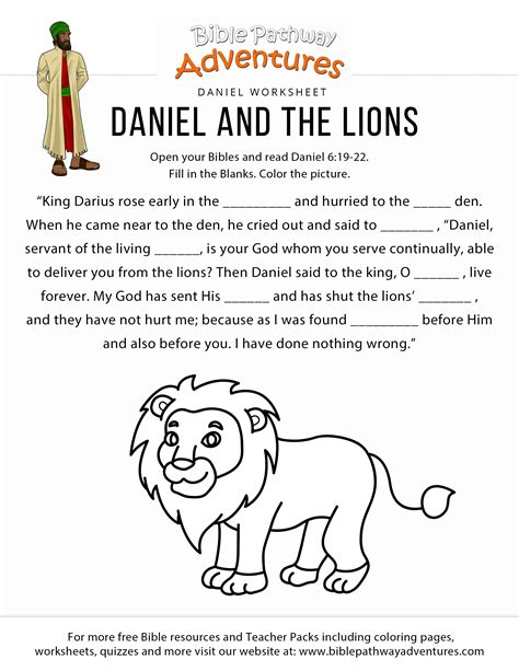 Daniel And The Lions Worksheet Bible Pathway Adventures