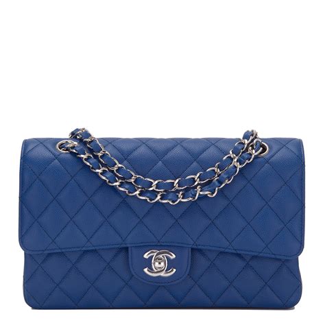 Chanel Dark Blue Quilted Caviar Medium Classic Double Flap Bag World