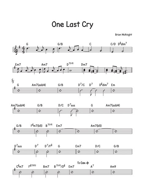 One Last Cry Arr David M Fagnant Sheet Music Brian Mcknight