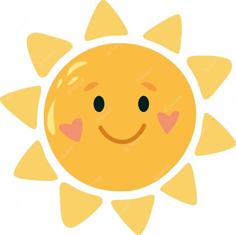 Sol Caricatura Plano Estilo Niños Estilo Vector Vector Premium