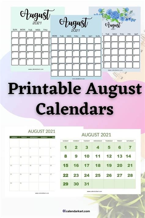 The Printable August Calendar Is Shown With Flowers