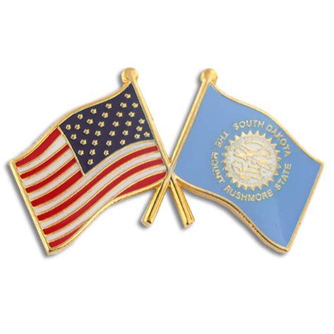 Pinmarts South Dakota And Usa Crossed Friendship Flag Enamel Lapel Pin