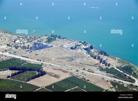 Aerial View Of Capernaum On The Sea Of Galilee Israel Stock Photo Alamy