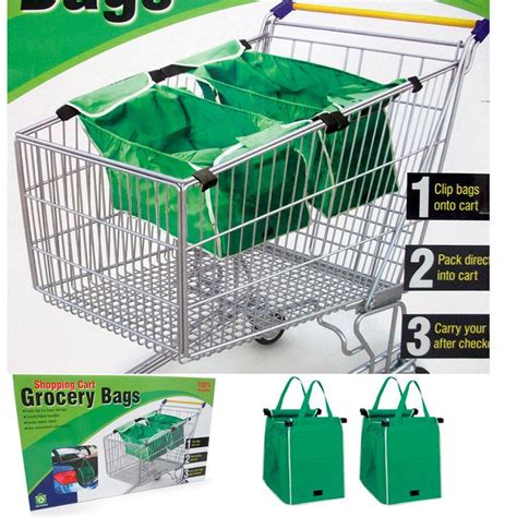2x Grab Bag Reusable Clip To Cart Tote 40 Lbs As Seen On Tv Grocery