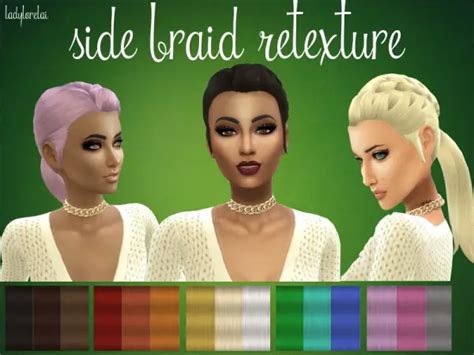 Simsworkshop Side Braid Hair Retextured By Ladylorelai Sims 4 Hairs