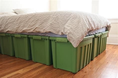 The bed frame is made of steel with a strength and safety design, where its support legs contact the floor for durability and stability. Ellies Wonder: A Rubbermaid Bed Frame!