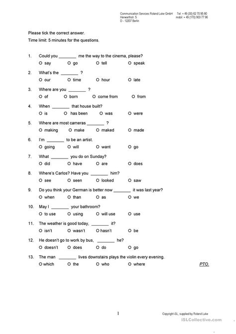 Multiple Choice Grammar Exercise Worksheet Hot Sex Picture
