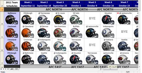 25 Awesome Nfl Schedule Spreadsheet