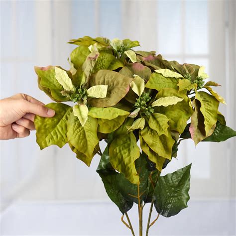 Sage Green Artificial Poinsettia Bush Bushes Bouquets Floral