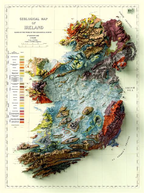 Ireland Map Ireland Geological Map Ireland Old Map Etsy