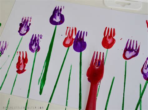Flower Fork Painting For Kids Messy Little Monster