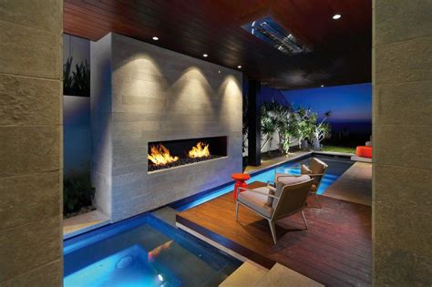 Modern Fireplace Pool Patio Indoor Pool Design Modern Pools