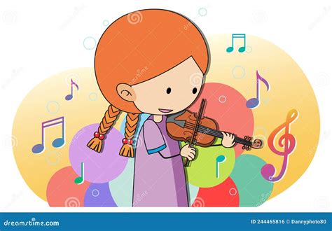 A Girl Playing Violin Cartoon Stock Vector Illustration Of