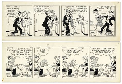 Lot Detail 2 Chic Young Hand Drawn Blondie Comic Strips From 1973