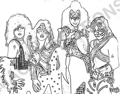 Kiss Rock Band Coloring Pages Sketch Coloring Page