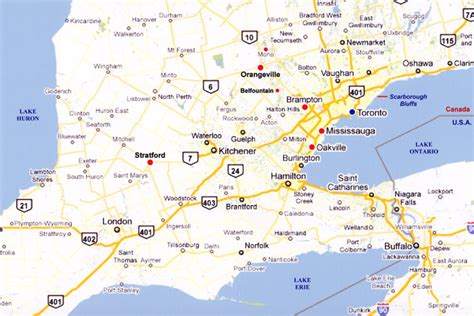 Map Of Southern Ontario Canada With Cities Canada Map