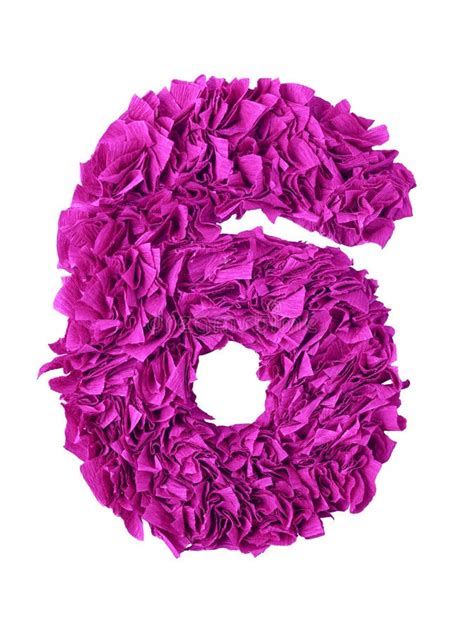 Six Handmade Number 6 From Magenta Color Scraps Of Paper Stock
