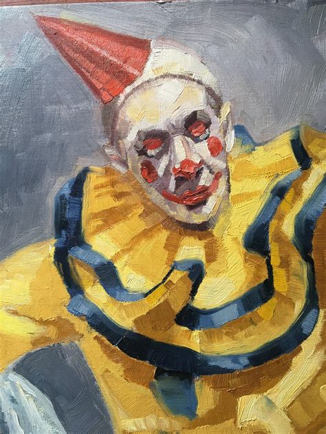 Vintage Clown Painting Vintage Oil Portrait Circus Clown Etsy