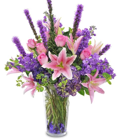 Perfectly Purple Flower Arrangement In 2020 Purple Flower